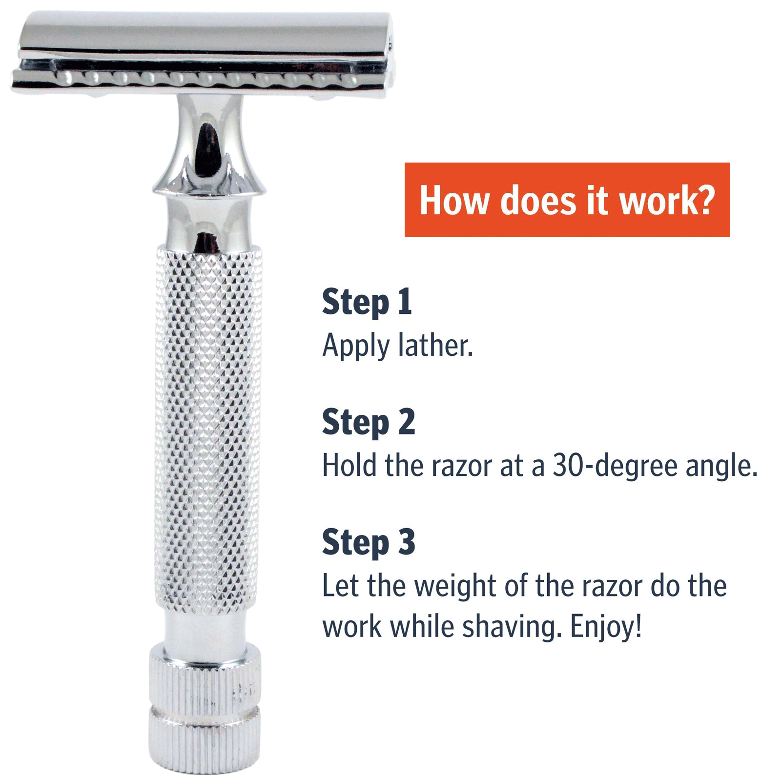 STAINLESS STEEL HEAVY DUTY DOUBLE EDGE SAFETY RAZOR FOR MEN + 10 SHAVING BLADES