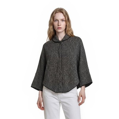 Cocogio Poncho Wrap Women's One Size Gray Salt Pepper Wool Alpaca Italy