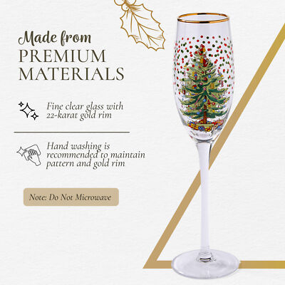 Spode Christmas Tree Polka Dot Champagne Flutes - Set of 4