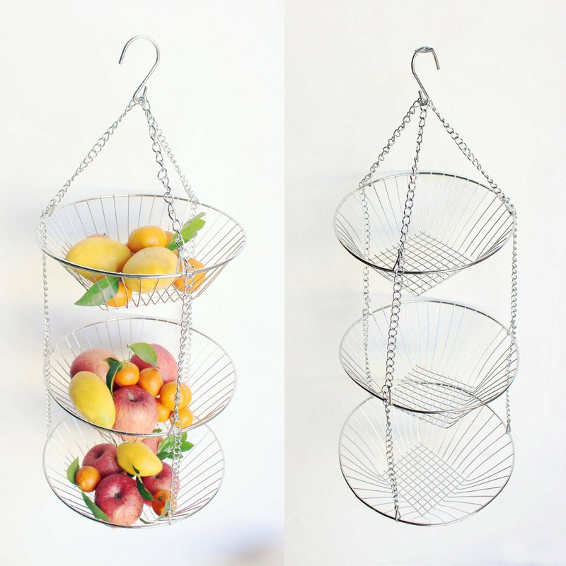 Hängekorb XXL Hänge Etagere Obstkorb Küchenampel Obsthängekorb 3 Etagen