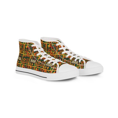 Mens Kente Print Black Power Shoes | Pro Black Tribal Print Mens Tennis Shoes