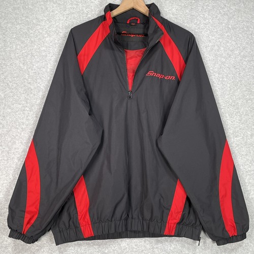 hiro231！Snap-on フード付きジャケット Lサイズ 黒　リフレ Snap On Windbreaker L Black Red Lightweight Long Sleeve 1/4
