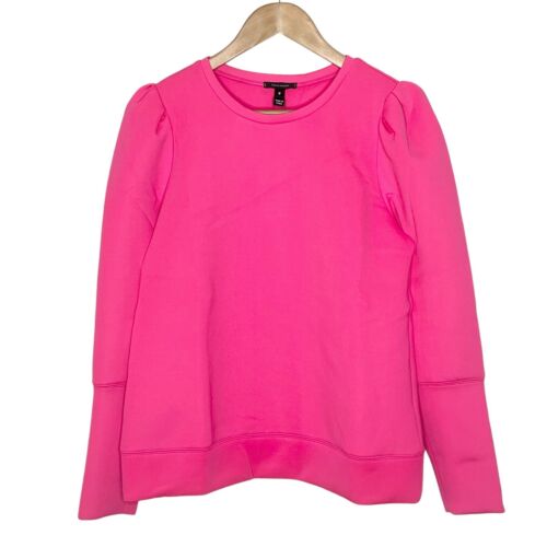 Stella Dot Neoprene Long Puff Sleeve Pullover Top Hot Pink Women s Size M
