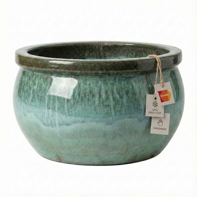 Teramico Pflanzschale Keramik Bavaria Moosgrün 41x25cm – Vintage & Frostfest