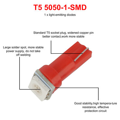 70PCS T5 T10 5050-SMD LED Speedometer Instrument Gauge Cluster Dash Light Bulbs