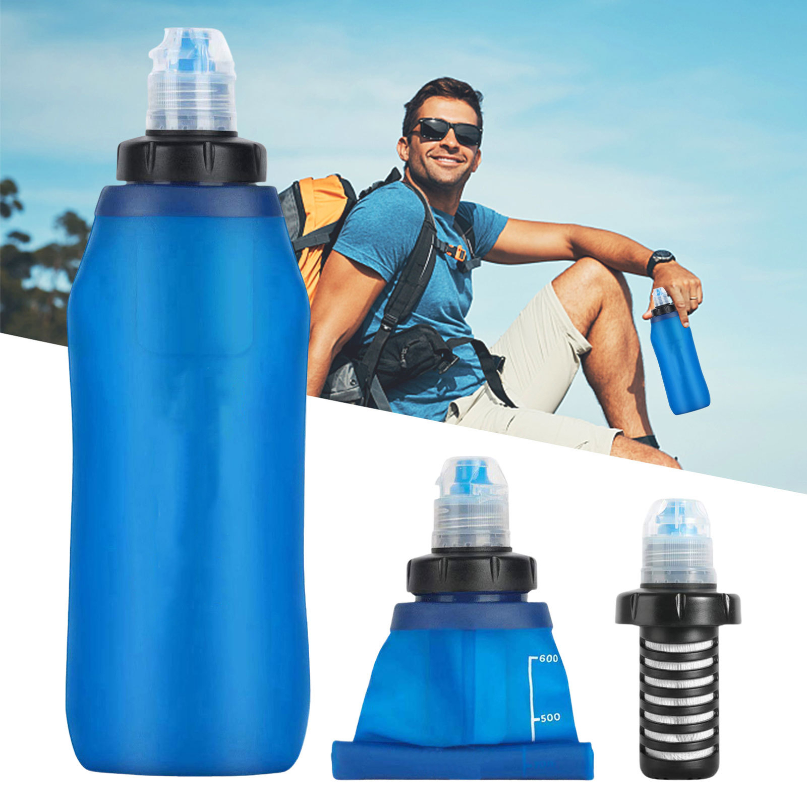 Sports Water Bottle Foldable Portable Water Filter for Camping Water Purifier