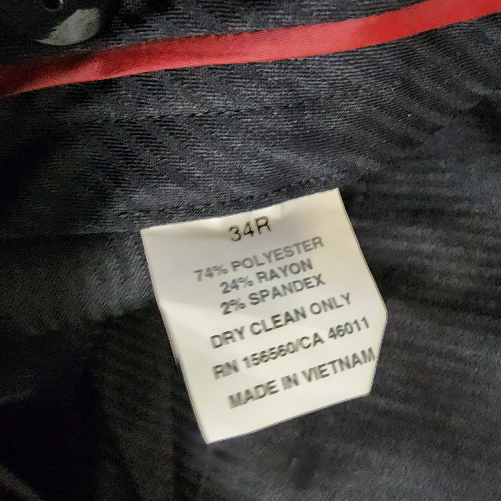 Ben Sherman Stretch Dress Pants Men's 34R Black Side Pockets Zip Hook & Bar - Picture 8 of 13