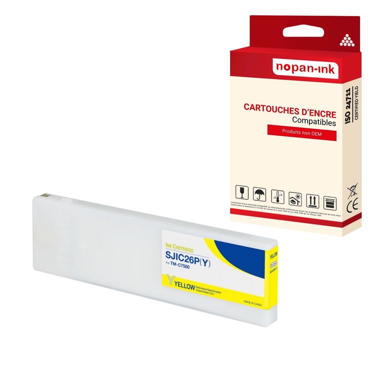 Cartouche Pour Epson Tm-C7500 / S020622 Sjic26p(Y) Jaune X 1 - Nopan-Ink Compat
