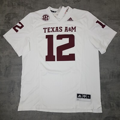 ADIDAS SEC Texas A&M Aggies #12 Authentic Football Jersey Mens Size XL White