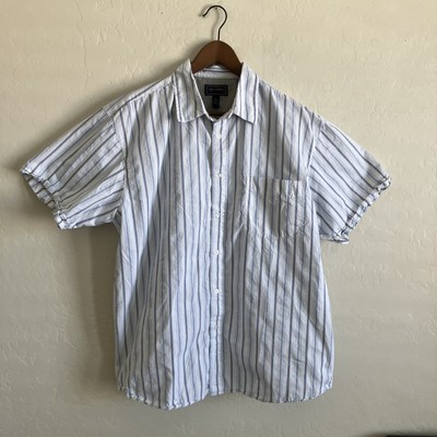 Steve & Barrys Mens XL Extra Large Shirt Blue White Striped Casual Button Up