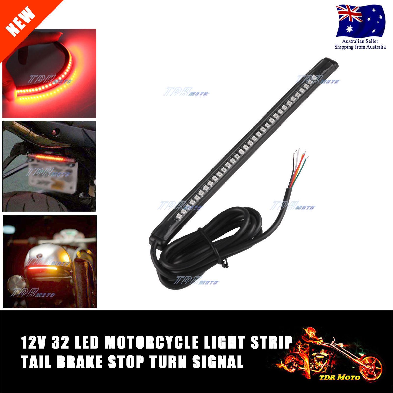 MOTORCYCLE FLEXIBLE LED BRAKE TAIL LIGHT INDICATOR STRIP KIT HARLEY
