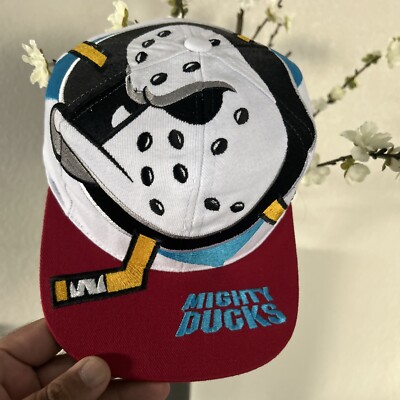 Mighty Ducks Big Logo Rare Custom Snapback Hat Cap Two Tone Maroon Bill
