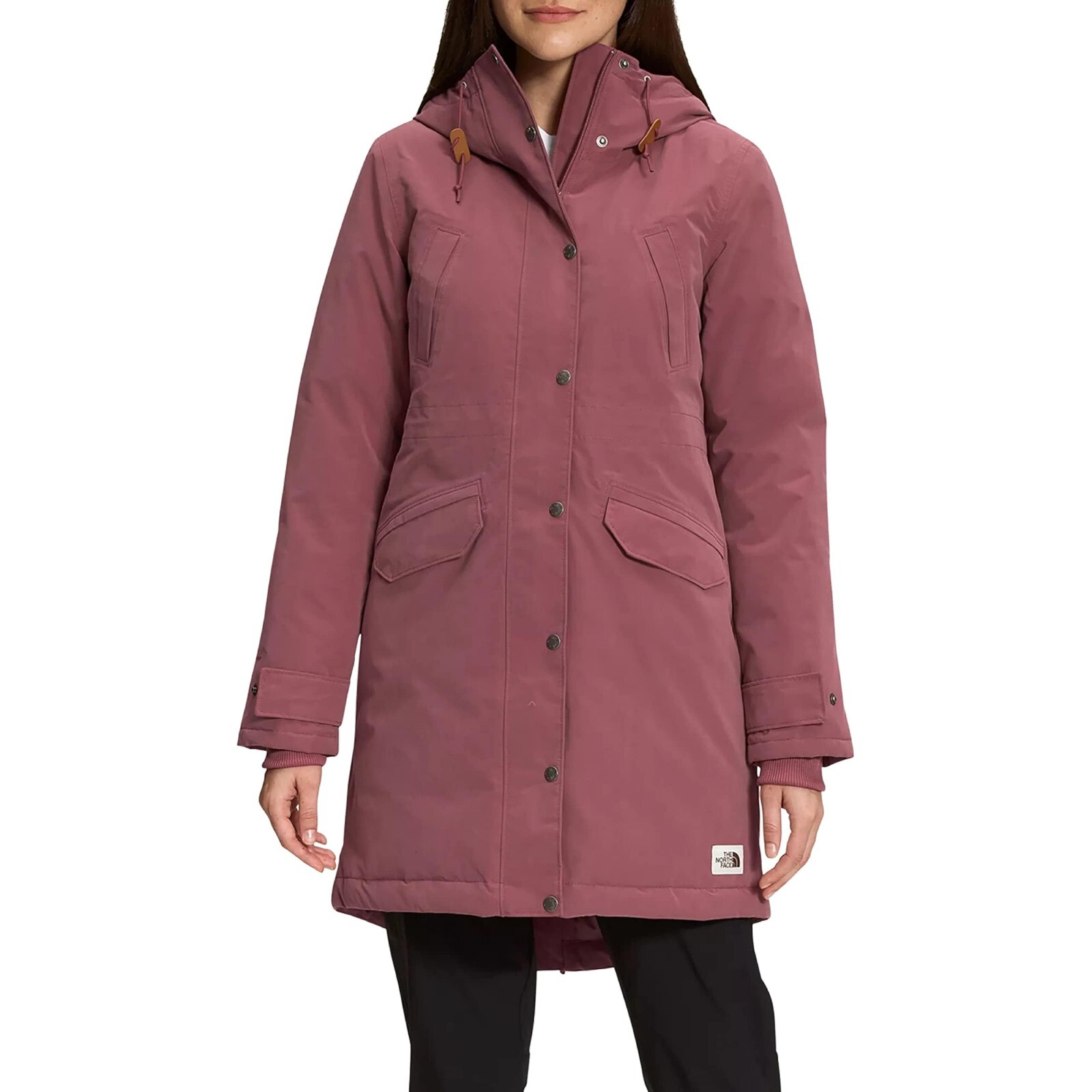 Pre-owned The North Face Women's Snow Down Parka Winter Long Jacket In Red