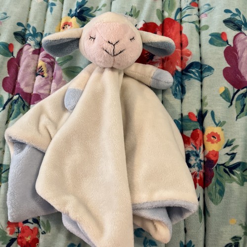 Creative Co-op lamb baby securities Lovey Clutch blanket RARE Soft Cream Blue $