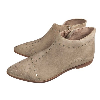 FREE PEOPLE Aquarian Beige Taupe Studded Suede Ankle Boots Size 38 - US 8