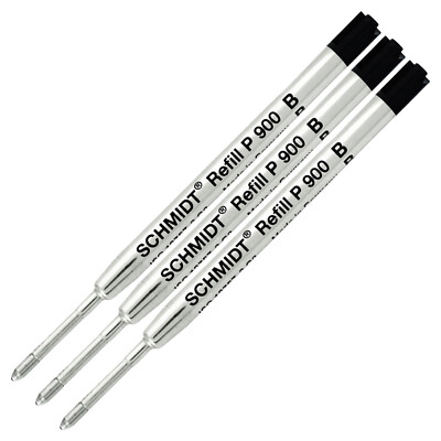 3 X - Schmidt P900 B Parker Style Ballpoint Pen Refill - Black, Broad Point Tip
