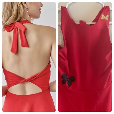 DISNEY red francesca s twisted open back dress nwt Small NEW Minnie Mickey Bow S