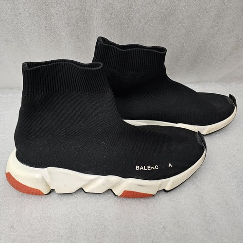 Balenciaga Speed Trainer Black Red Sneaker Shoe No Laces
