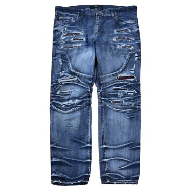 Jordan Craig Legacy Edition Jean Men 42x32 Aaron Stretch Moto Zip Dark Wash Fade