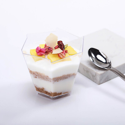 Hard Plastic 3-Ounce CLEAR DESSERT Mini CUPS Wedding Party Disposable SERVEWARE
