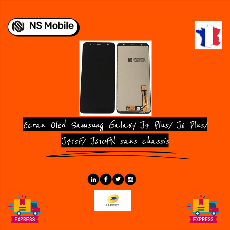 Ecran Oled + Tactile Samsung Galaxy J4+/J6+/J415f/J610fn Sans Chassis + Outils