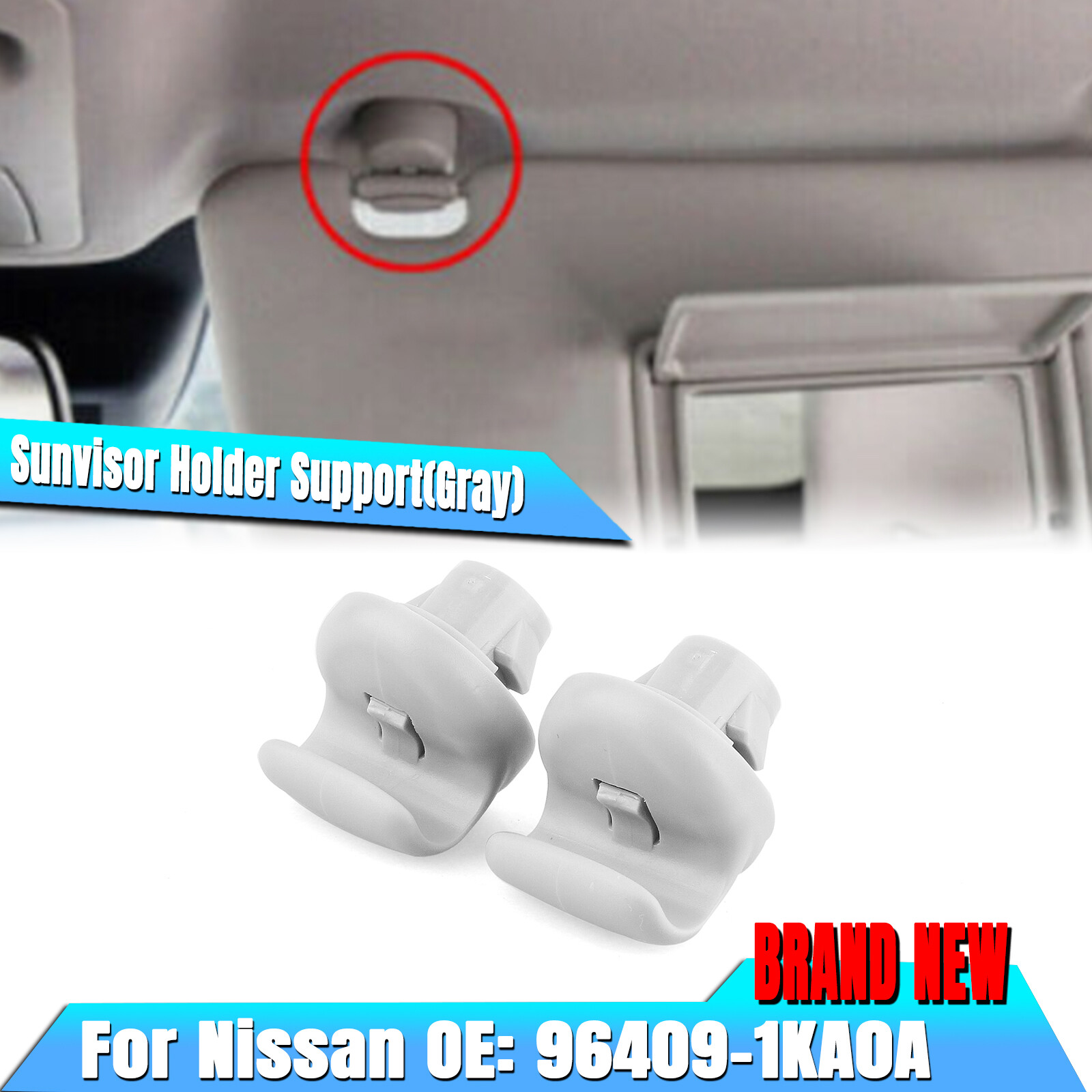 Gray Sunvisor Retainer Clip Holder Support Parts For Nissan T32