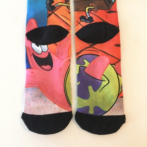 Odd Sox Spongebob Multicolor Crew Socks Adult Size 6-13 With Black Toe and Heel