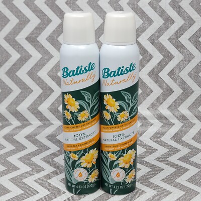 Batiste 2 pks Naturally Dry Shampoo Green Tea & Chamomile 4.23 oz All Hair Types