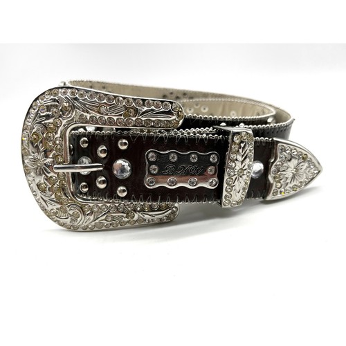 BHW Belt Rhinestone Crystal Size XL Dark Brown With Studs BHW Belt Rhinestone Crystal Size XL Dark Brown With Studs