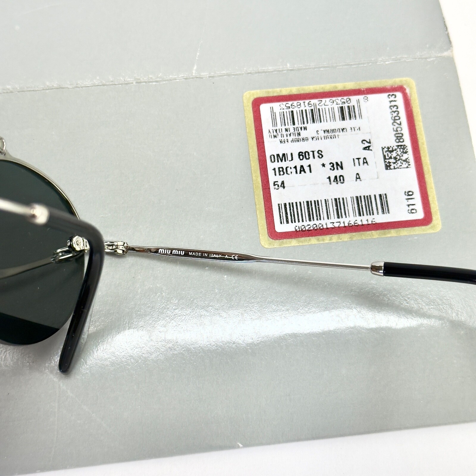 MIU MIU MIU MIU SOCIETE SMU60T CRYSTAL BLACK SILVER OVAL RIMLESS SPECIAL SUNGLASSES 60T