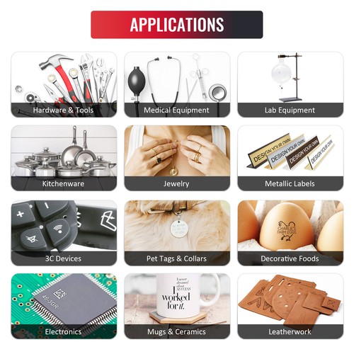 OMTech 80W JPT Fiber Laser Engraver Marker LightBurn Compatible 6.9x6.9 4.3x4.3