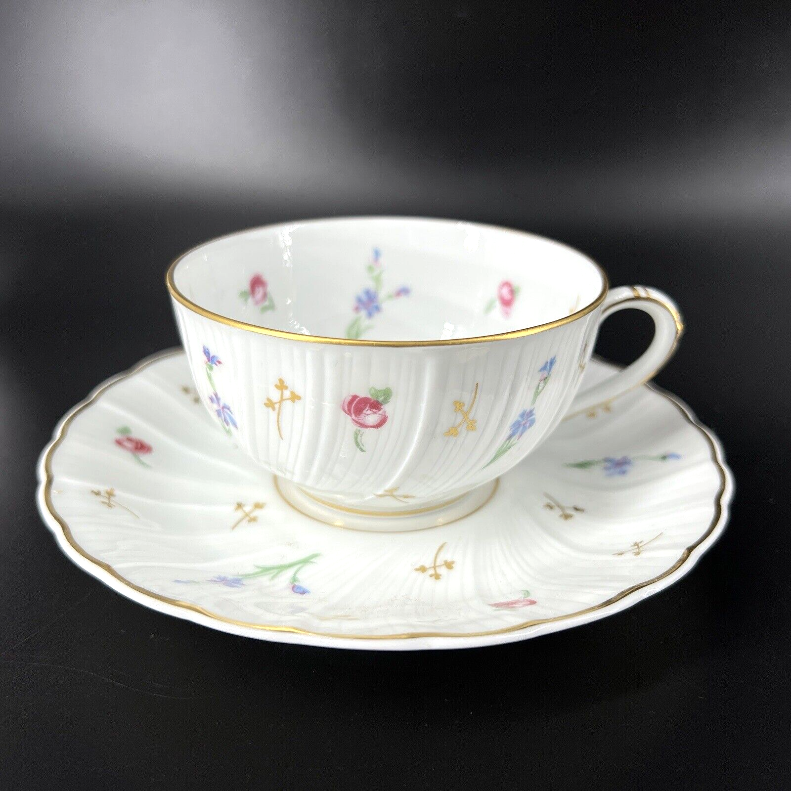 Vintage Bernardaud Limoges Pompadour Floral Tea Cup & Saucer Vintage Bernardaud Limoges Pompadour Floral Tea Cup & Saucer