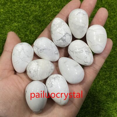 10pcs Natural Howlite Egg Quartz Crystal Egg Skull Pendant Reiki Healing Gem 1''