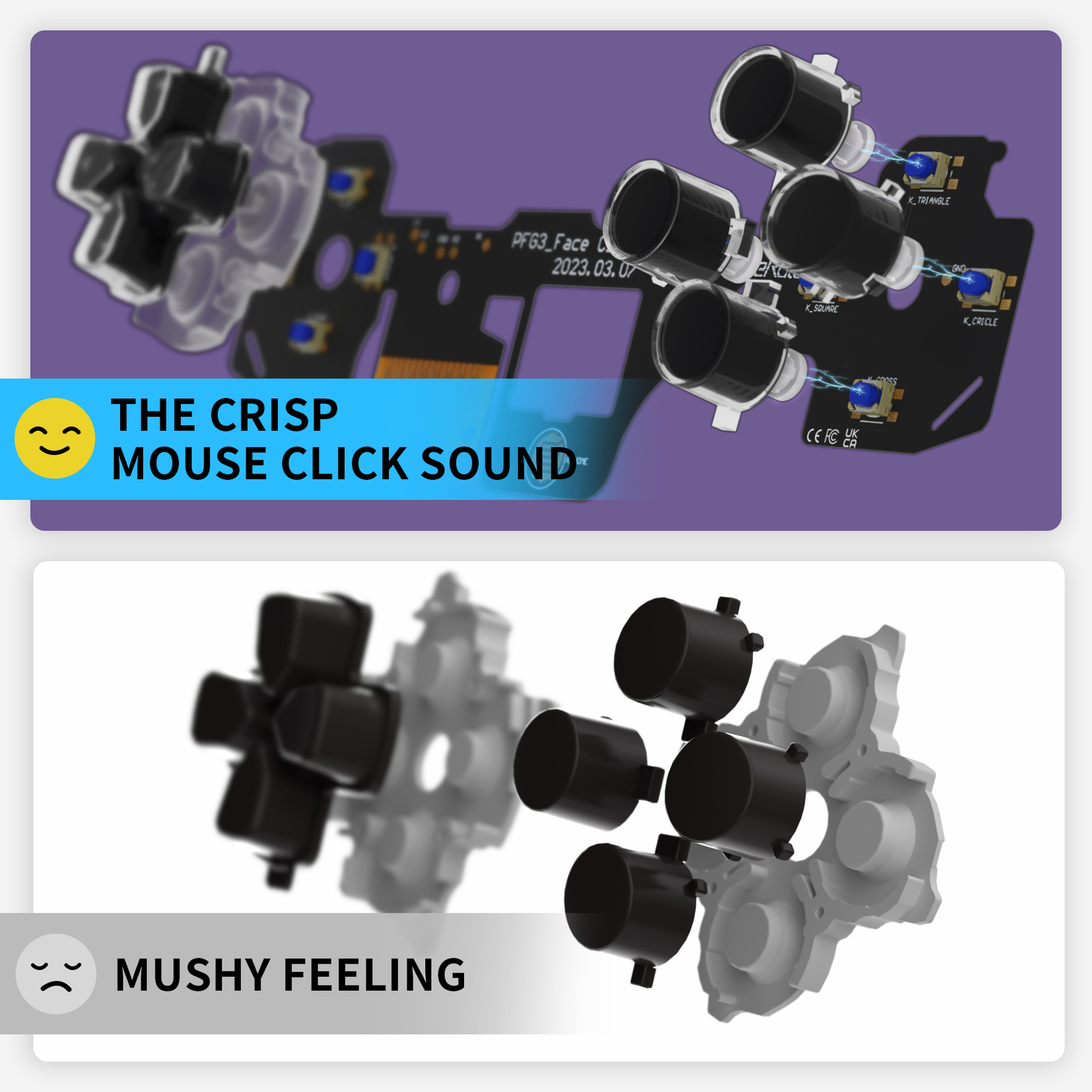 Face Clicky Kit for PS5 BDM-030 Tactile Dpad Action Buttons Mouse Click Kit