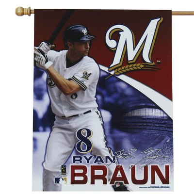 Вертикальный флаг Milwaukee Brewers Ryan Braun #8