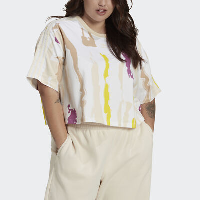 

adidas Originals Thebe Magugu Укороченная футболка со сплошным принтом (большие размеры) для женщин