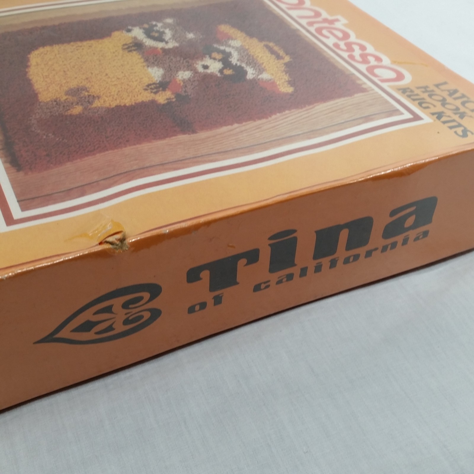 Vintage Raccoon Latch Hook Rug Kit Trash Panda Shopping Brown Orange 80s Kitsch