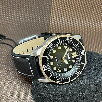 Pre-owned Citizen Nj0176-10e Black Leather Automatic Mechanical Analog Men's Dress Watch