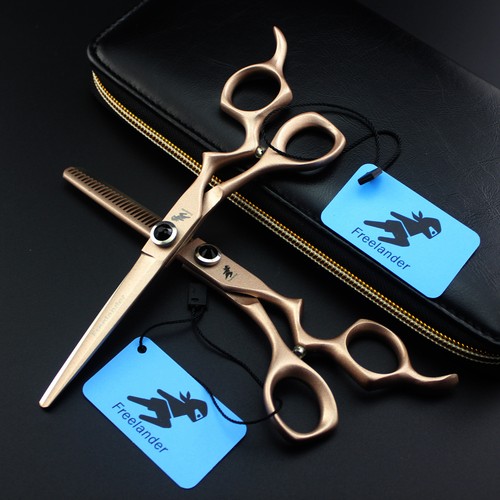 6 Inch Curved Handle Barber Salon Scissors Hair Stylist Cutting