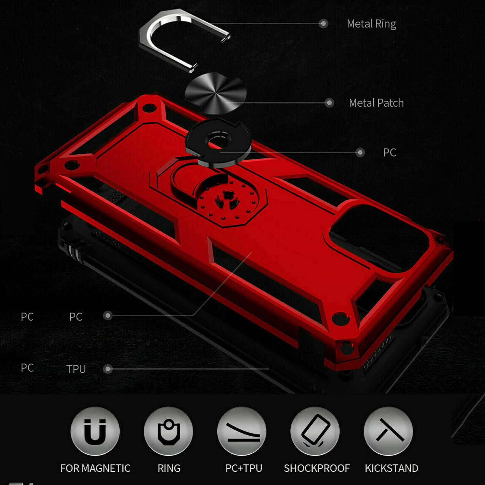 For Samsung Galaxy A54 5G Case Ring Kickstand Cover + Tempered Glass Screen