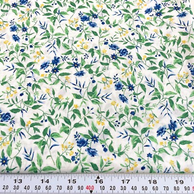 Petite Fleurs by Hoffman Fabrics Florals on White Cotton Fabric by the Half Yard