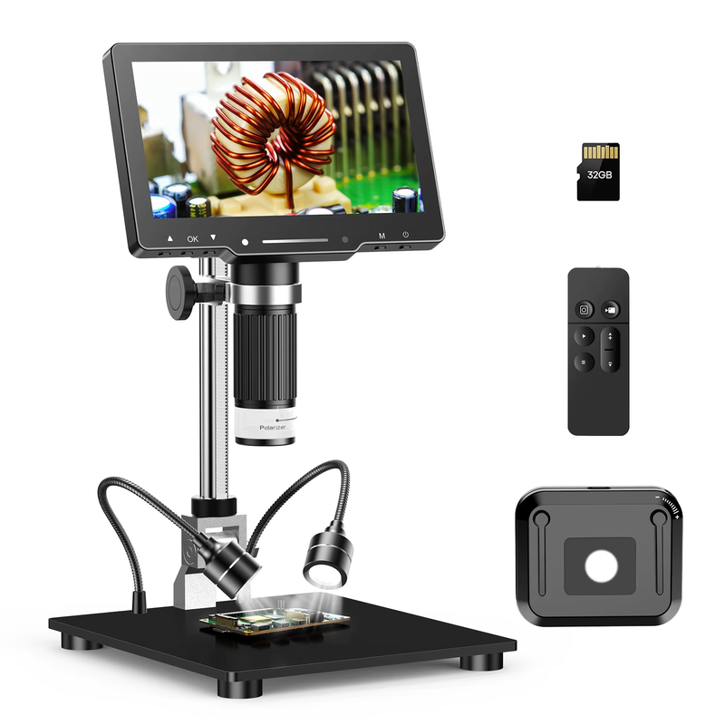 4K Digita Microscope with 7inch IPS Screen 48MP HD HDMI Microscope 1500X Solderi