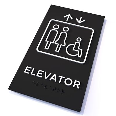 Elevator Sign ADA Compliant Modern Design Door Sign with Grade 2 Braille for ...