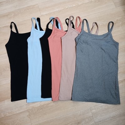 Bundle Multipack Lot of 6 Solid Ribbed Tank Tops Sz XS