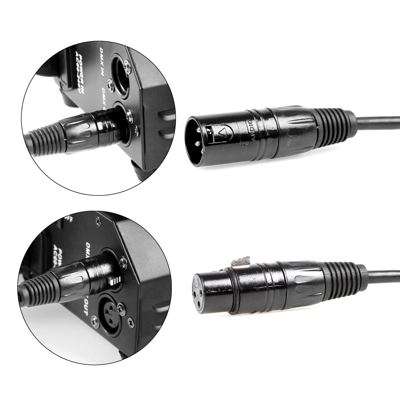 10X 3 pin DMX Cables 6.5ft Stage Par Light Cable Wire XLR for dj Lighting Par