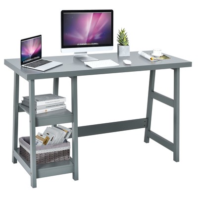 Costway Trestle Computer Desk Office Workstation Study Table w/ Removable Shelf