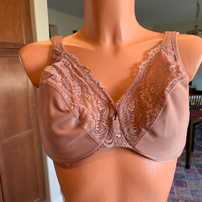 Glamorise 34G Low-Cut WonderWire Underwire WIDE-STRAP Bra Cappuccino GOOD DEAL!