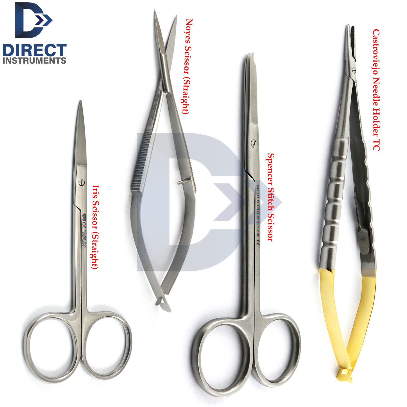 4Pcs MicroSurgical Needle Holder Castroviejo Suture Stitch Scissor Iris Tissue eBay