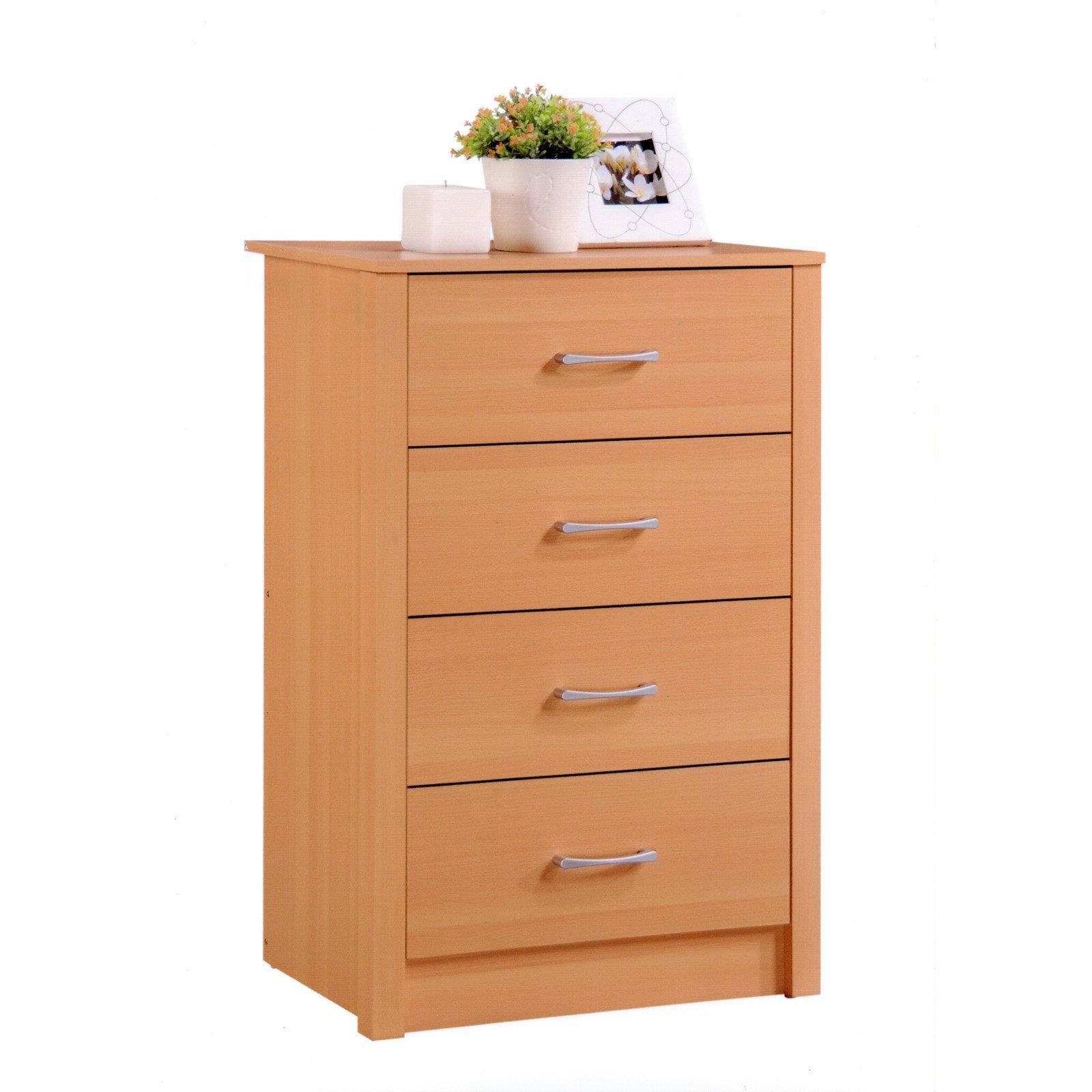 Hodedah 4 Drawer Chest With Metal Gliding Rails Beech Ebay