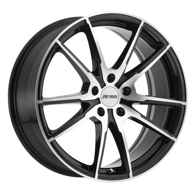1 New Petrol P0a 17x8 5-110 40 Gloss Black W/ Machine Cut Face Wheel